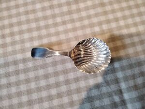 18th C Sterling Silver Fiddle Shell Caddy Spoon Sheffield 1781 Nathaniel Smith