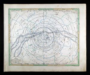 1841 Stieler Bar Map South Sky Star Chart Milky Way Southern Cross Astronomy