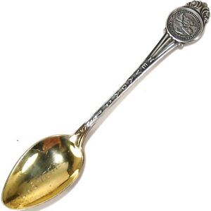 Las Vegas Nevada State Seal Souvenir Spoon Sterling Silver With Gold Wash Bowl