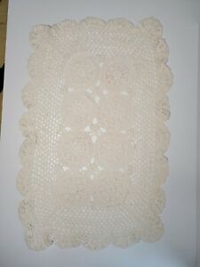 Large Rectangle Hand Crocheted White Doilies 100 Cotton 20 X 13 