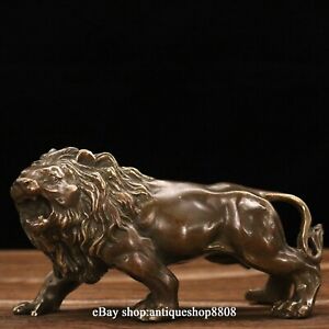 6 China Bronze Brass Fengshui Foo Fu Dog Guardion Door Lion Beast Statue
