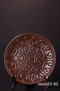 12 2 China Antique Fine Carving Lacquer Ware Ruyi Pattern Disc