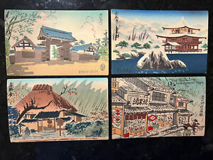 Vintage Post Wwii Tokuriki Japanese Wood Block Print Postcards Ex Condition 