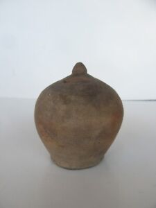 Antique Small 19th Century Pa Redware Ovoid Jug Coin Penny Bank 3 