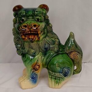 Vintage 12 Asian Chinese Ceramic Foo Dog Guardian Sculpture Free Shipping