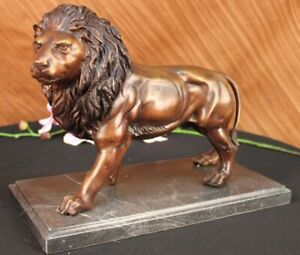 New York Library Famous Large Male Roaring Lions Leo Bronze Marble Statue Sale