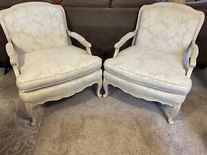 23154ec Sam Moore French Paint Decorated Open Arm Bergere Chairs And Ottoman