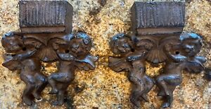 Cherub Cast Iron Wall Sconce Lot Of 2 Small Accents Angle