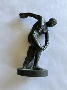 Antique Bronze Figure Grand Tour Discus Thrower Ancient Greek Verdigris 10 Ols