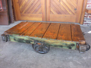 Antique Furniture Factory Cart Industrial Railroad Coffee Table Lineberry Daisy