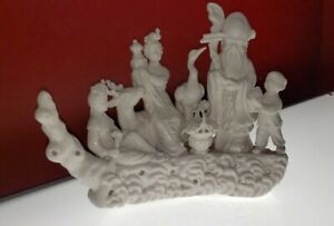 Chinese Dehua Immortals In A Log Boat 19th Century Chine De Blanc Porcelain