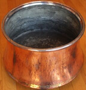 Turkish Antique 11 1 2 X8 28cm X 23cm Handmade Copper Boiler Planter Cauldron