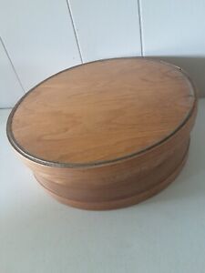 Antique Wooden Primitive Pantry Box Shaker Style 15 Bentwood Lapped Round Nr