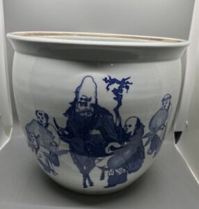 Antique Chinese Porcelain Covered Pot Wise Man Children Qing Quality 12 
