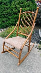 19c Late 1800s Spindle Back Antique Rocking Chair Sewing Rocker Nc