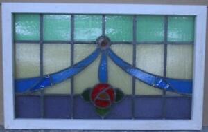 Old English Leaded Stained Glass Window Transom Mackintosh Rose 31 1 2 X 19 1 2