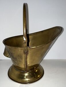 Antique Child Size Brass Fireplace Coal Ash Bucket Scuttle Small