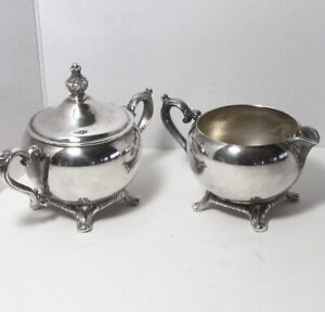 Antique Silverplate Footed Creamer And Sugar Set