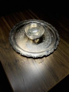 Vintage Oneida Silver Plate Chip Dip Shrimp Bowl Serving Platter Tray 12 1 2 