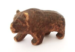 Vintage Swiss Black Forest Small Miniature Carved Wood Bear Figure