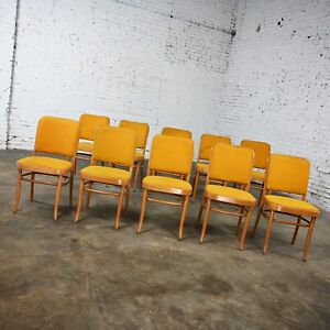 10 Armless Bauhaus Beech Bentwood J Hoffman Prague 811 Dining Chair Style Thonet