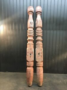 Vintage Antique 2pc Architectural Salvage Wood Rope Bed Post 42in X 4in