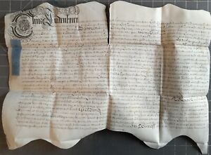 English Vellum Manuscript Document 1728 Official Stamps Scalloped Very Clean