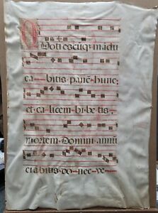 16th Century Antiphonal Music Manuscript On Vellum 31 22 5 Double Sided 1 Page
