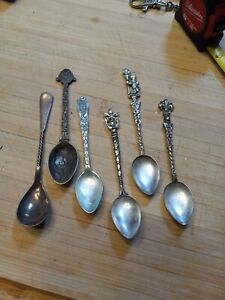 Lot Of 6 Antique Vintage Demitarsse Spoons Sterling Silver And Plate Italy Wa 