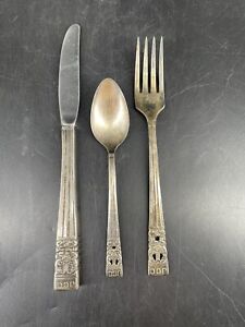 Community Sliver Plate Spoo Knife And Fork Set Of 3 Flatware Coronation