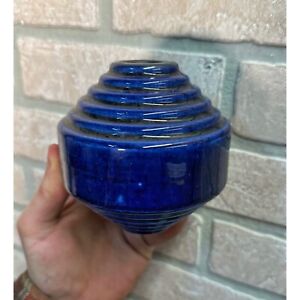 Vtg Lightning Rod Ball Weathervane Ball Cobalt Blue Ceramic Pottery Staircase