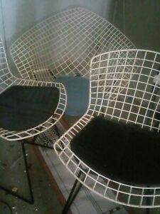 Three 3 Vintage 1962 Knoll Bertoia Wire Chairs Mcm Diamond Side Original
