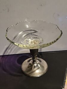 Sterling Weighted Candle Holder W Glass Tazza Or Candy Dish By Raimond