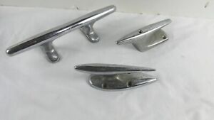 Set Of 3 Vintage Brass Chrome Plated Nautical Boat Tie Down Cleats 2 Six 1 Ten