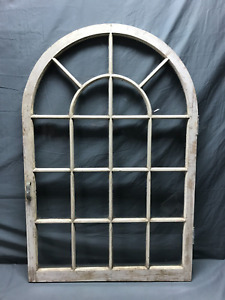 Large Antique 18 Lite Shabby Arch Top Cabinet Window 30x45 Vtg Chic Old 1949 23b