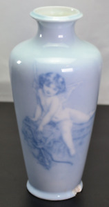 Antique Rosenthal Copenhagen Blue Porcelain Cherub Angel Vase 7 5 Small Chip