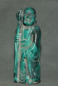 9cm Hongshan Culture Lapis Lazuli Carve Arhat Damo Bodhidharma Dharma Buddha