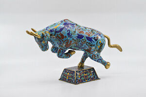Antique Chinese Cloisonne Bull Figurine 12x 8 Inches