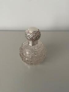 Silver Cut Glass Globular Vanity Perfume Bottle Birmingham 1911