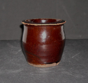 C Link Exeter Pa Small 3 3 4 Redware Apple Butter Crock Stoneware Pottery