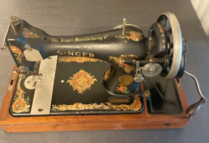 Antique 1926 Singer Sewing Machine Handcrank Electric Bentwood Case Knee Bar