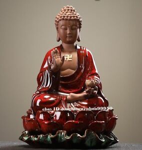 Chinese Porcelain Handwork Temple Sakyamuni Shakyamuni Amitabha Buddha Statue