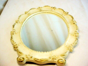 Vtg Syroco Oval Mirror Vanity Or Wall Beige Frame Bows Ribbon 1943 12x10 Frsh