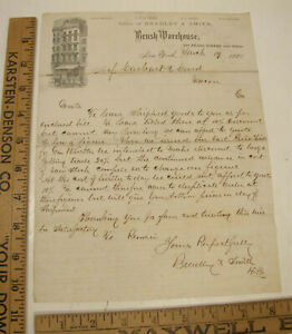 Antique 1880 Illust Letterhead Brushes Brooms Warehouse 251 Pearl St Nyc