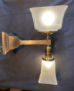 Antique Mission Gas Electric Brass Square Stock Wall Sconce