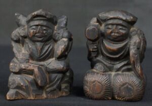 Antique Japan Shinto Deity Wood Carving 1900 39 S Ebisu Daikoku Gods