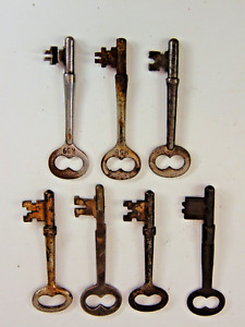 7 Lot Antique Skeleton Keys Antique Door Keys Steel Approx 2 1 2 Oxidized 4