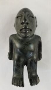 Olmec Pre Columbian Carved Jade Standing Figure W Arms By His Side 4 Tall
