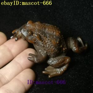 L 8 2 Cm Japanese Boxwood Hand Carved Jin Chan Figure Frog Statue Netsuke Gift