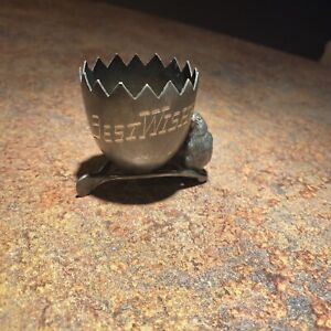 Rare Victorian Silver Plate Chick Wishbone Egg Cup Must See Nr